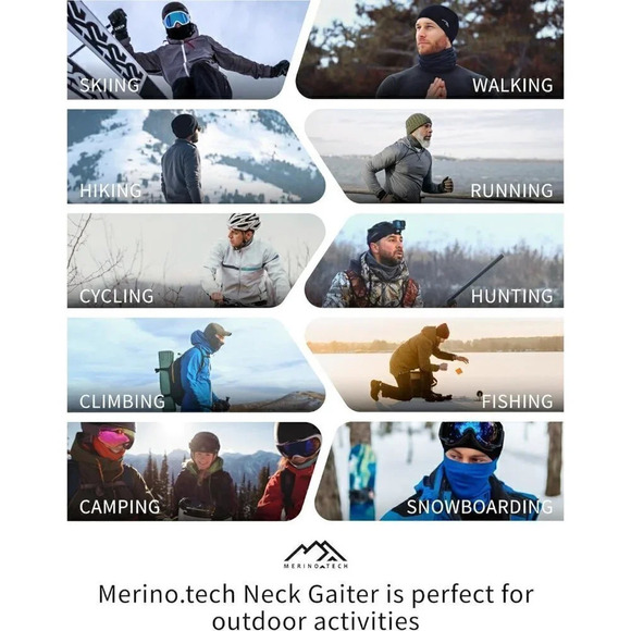 Unisex Lightweight Wool Ski Neck Gaiter Face Mask Neck Warmer scarf substitute - Picture 5 of 6